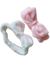 Load image into Gallery viewer, Bow Headband Set of 2 White &amp; Pink
